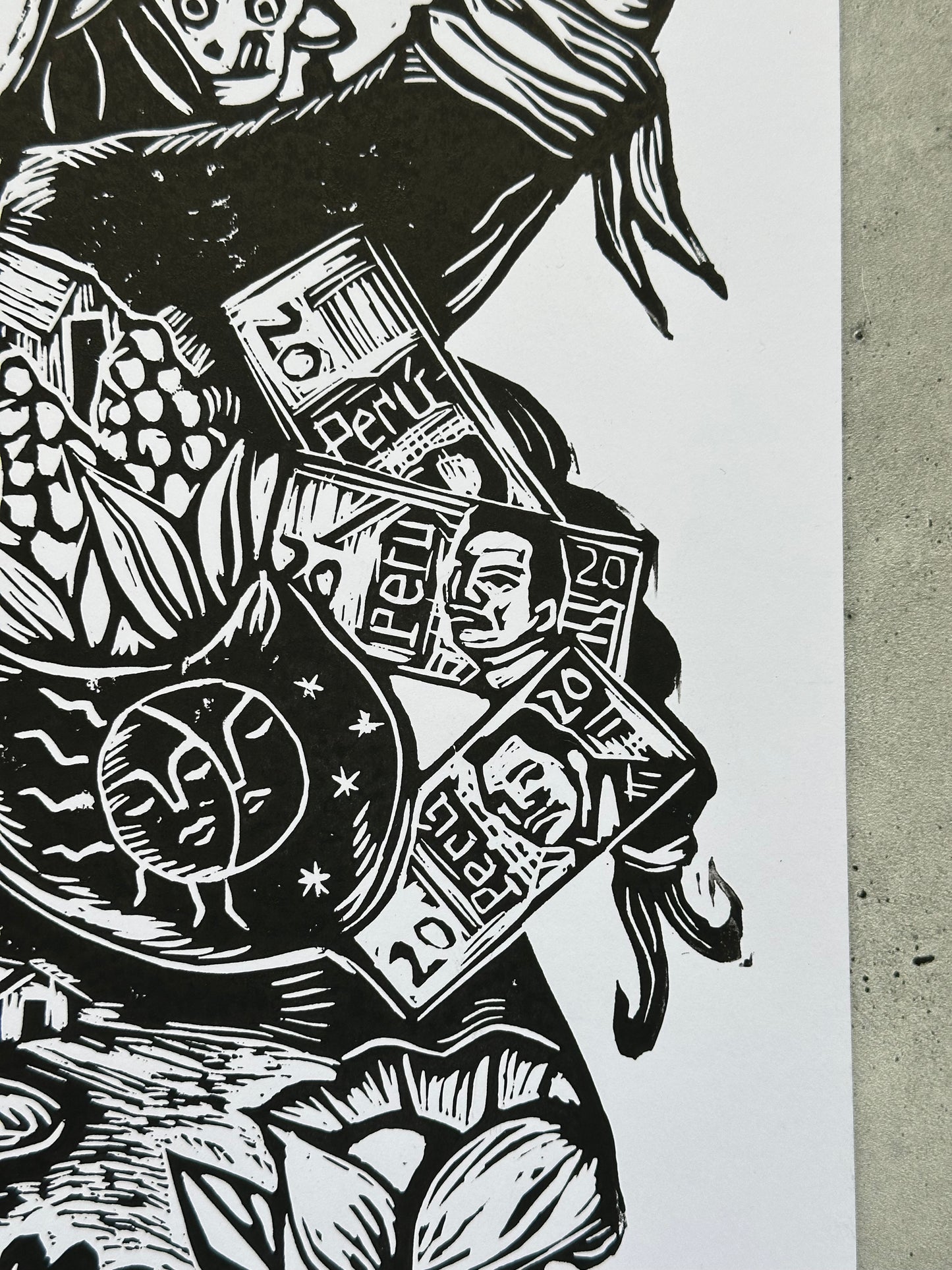 Abundancia - Ekeka - Lino Print