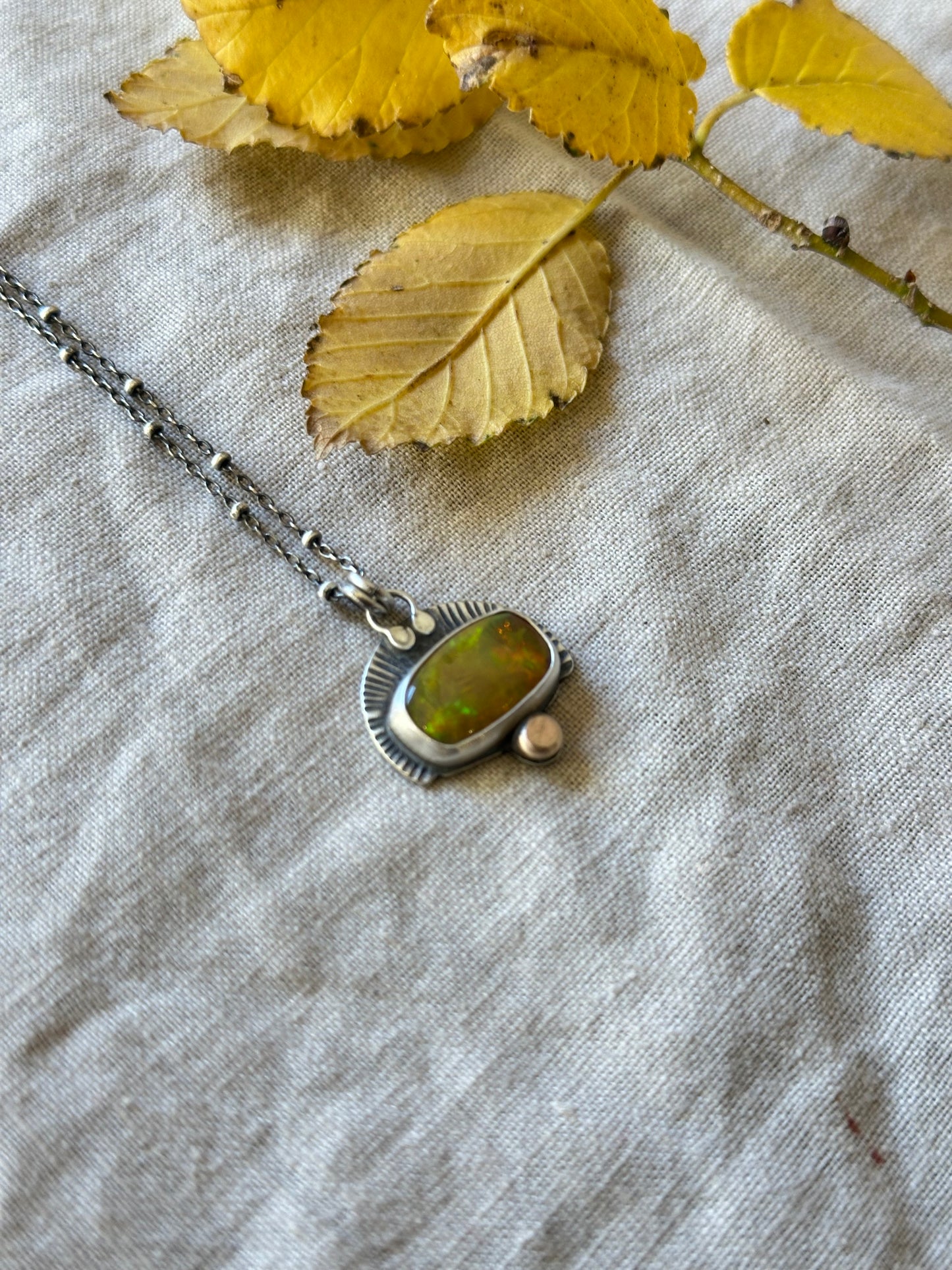 Ethiopian Opal & Sterling Silver Necklace