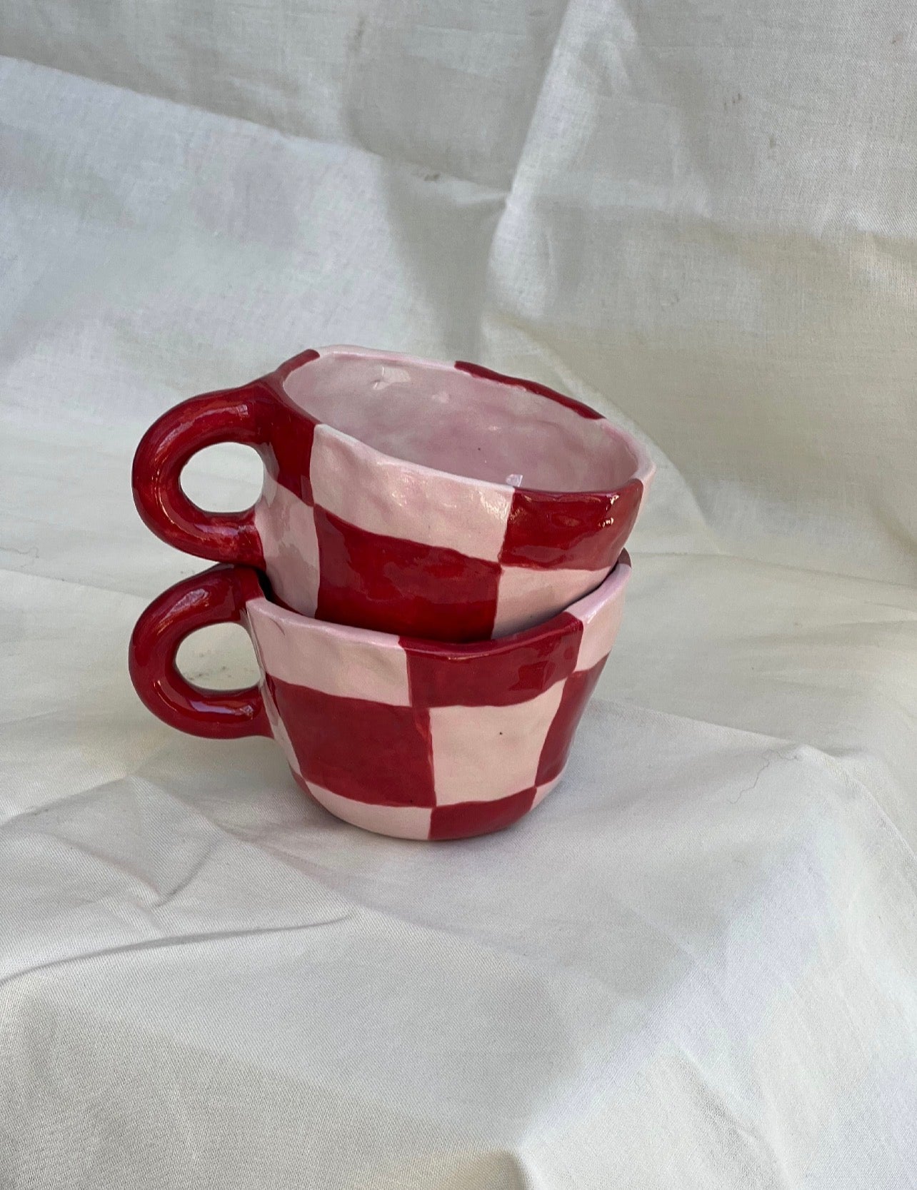 Red & Pink - Rounded Mugs - Pinched Clay