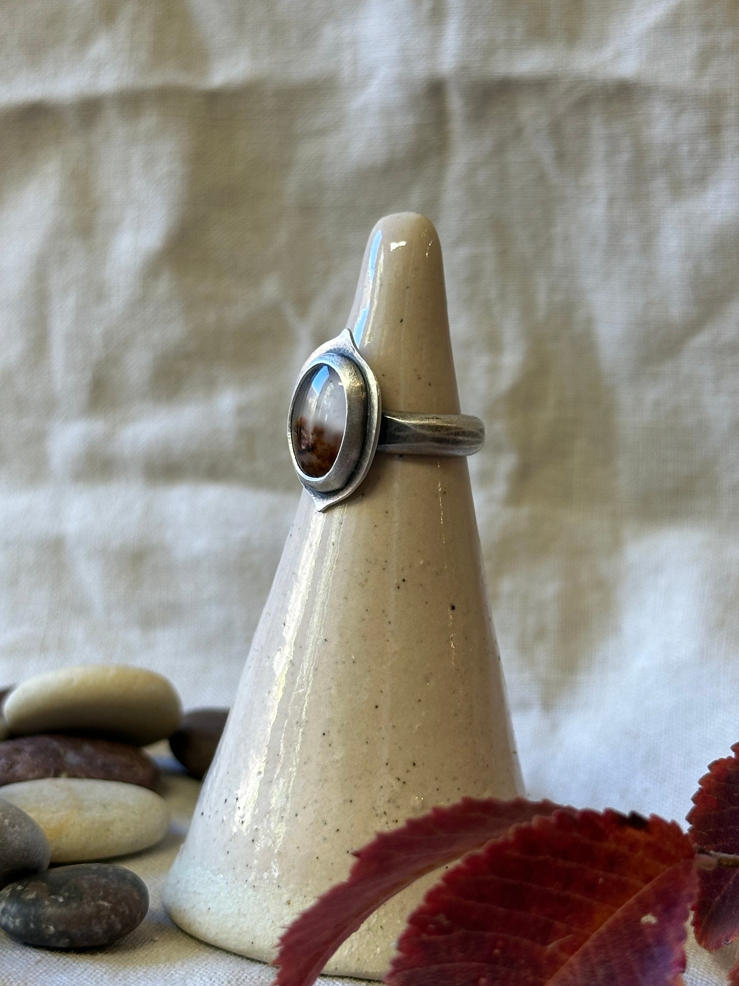 Montana Agate and Sterling Silver Ring ~ Size 5