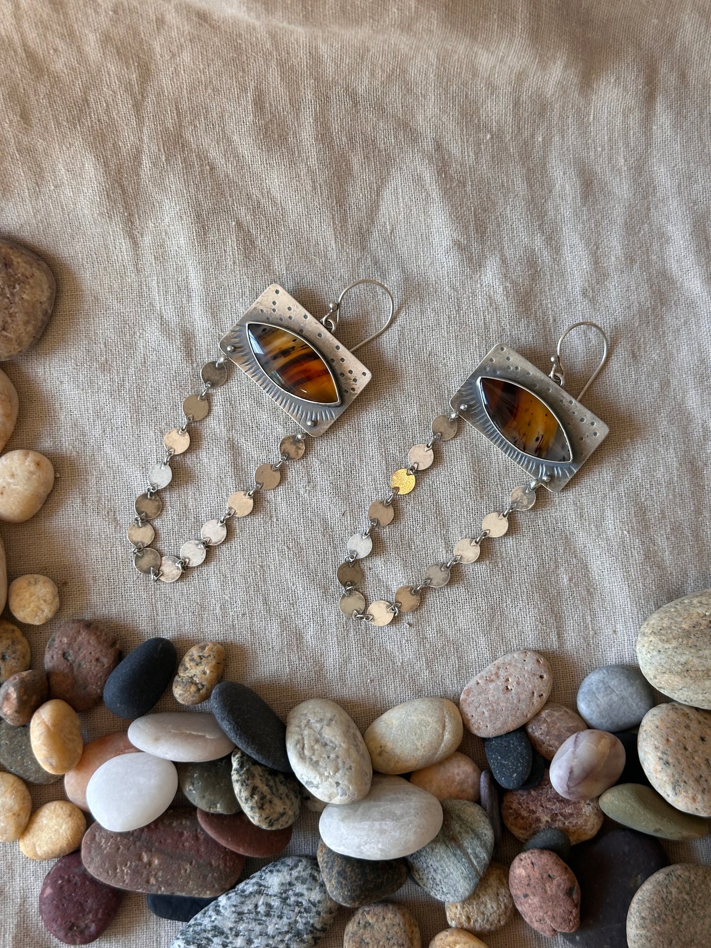 Montana Agate statement earrings - sterling silver