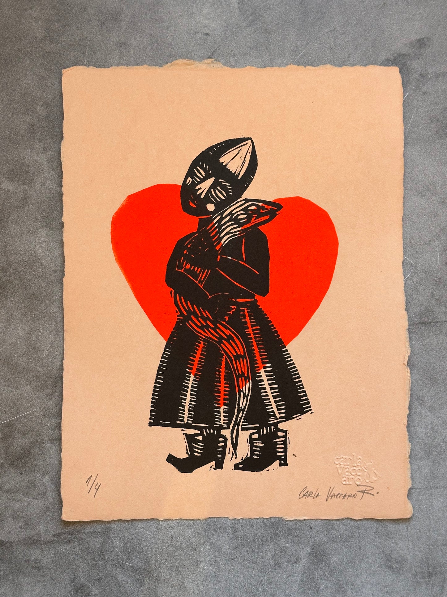Diabla Corazon - Lino Print 11" x 8"
