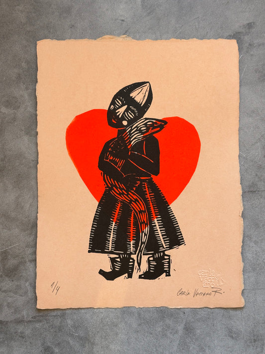 Diabla Corazon - Lino Print 11" x 8"