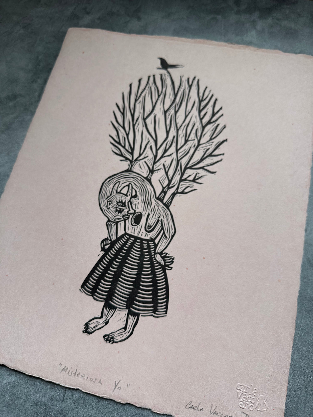 Misteriosa Yo - Lino Print 11.5" x 15"