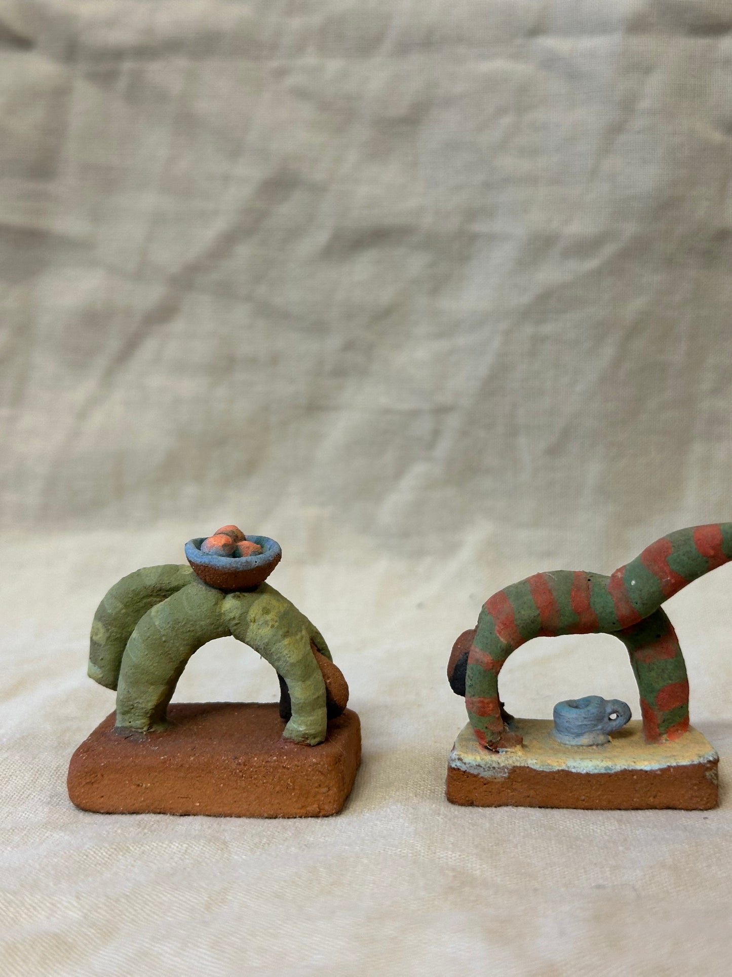 Backbending in pijamas - miniature clay sculpture