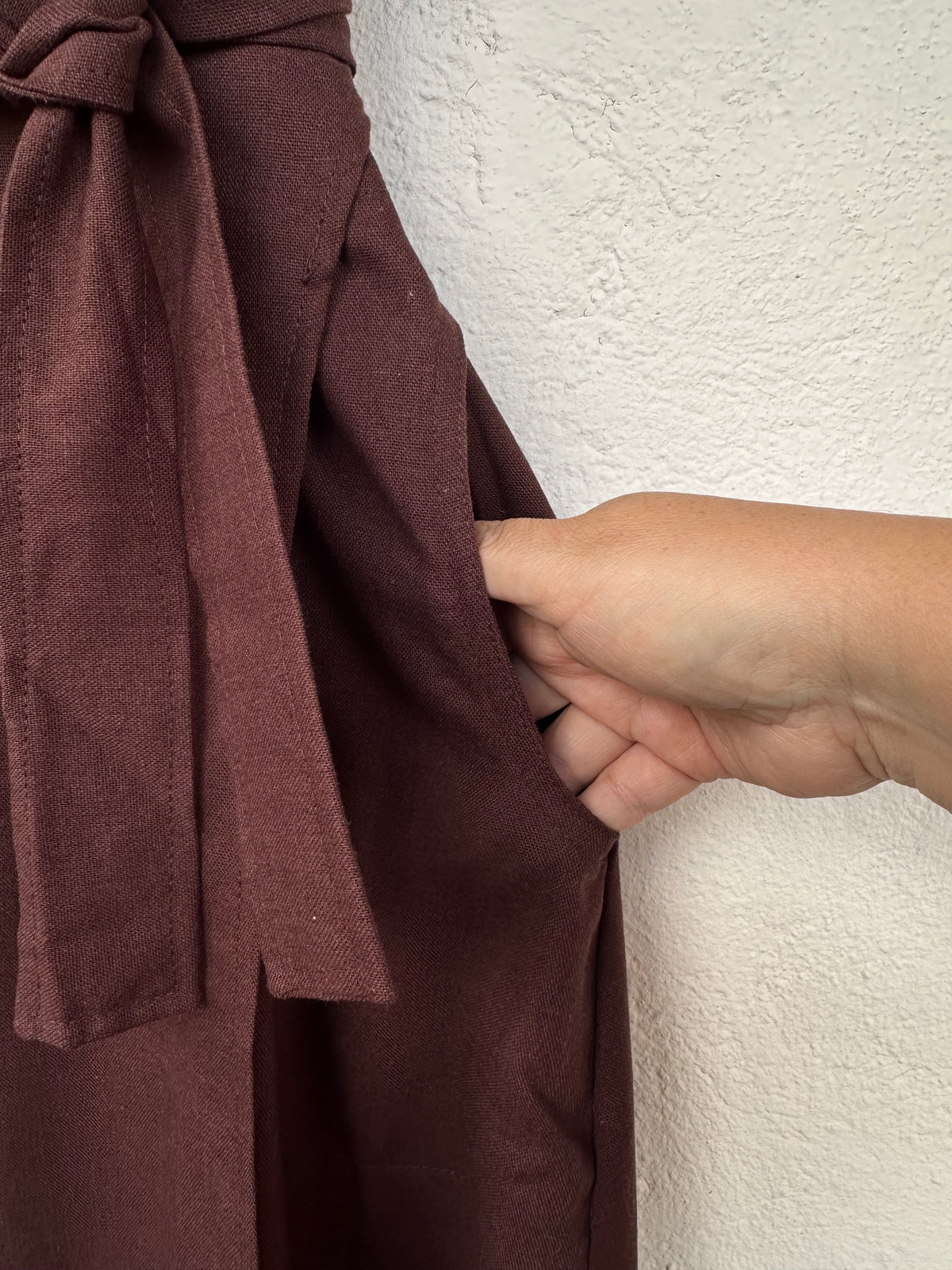 Burgundy Wrap Dress - Cap Sleeve