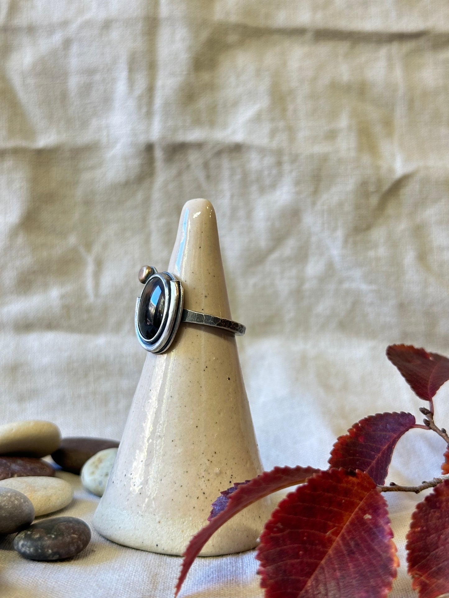 Montana Agate and Sterling Silver Ring ~ Size 8.25