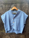 Boxy Cropped Shirt - Steel Blue - Chino Drill Fabric