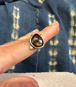 Smoky Quartz ~ sterling silver ring- Size 5