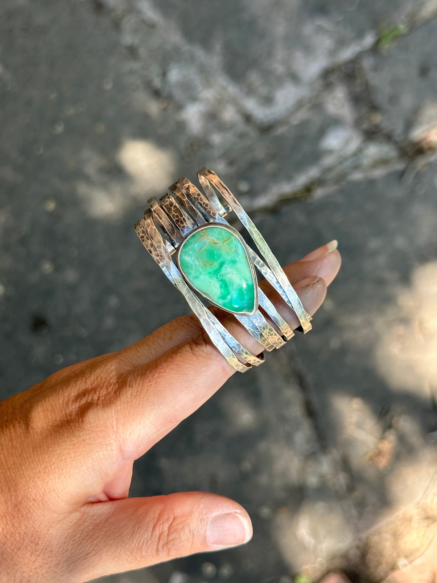 Australian Variscite Stacked Cuff Bracelet ~ Sterling Silver Bracelet