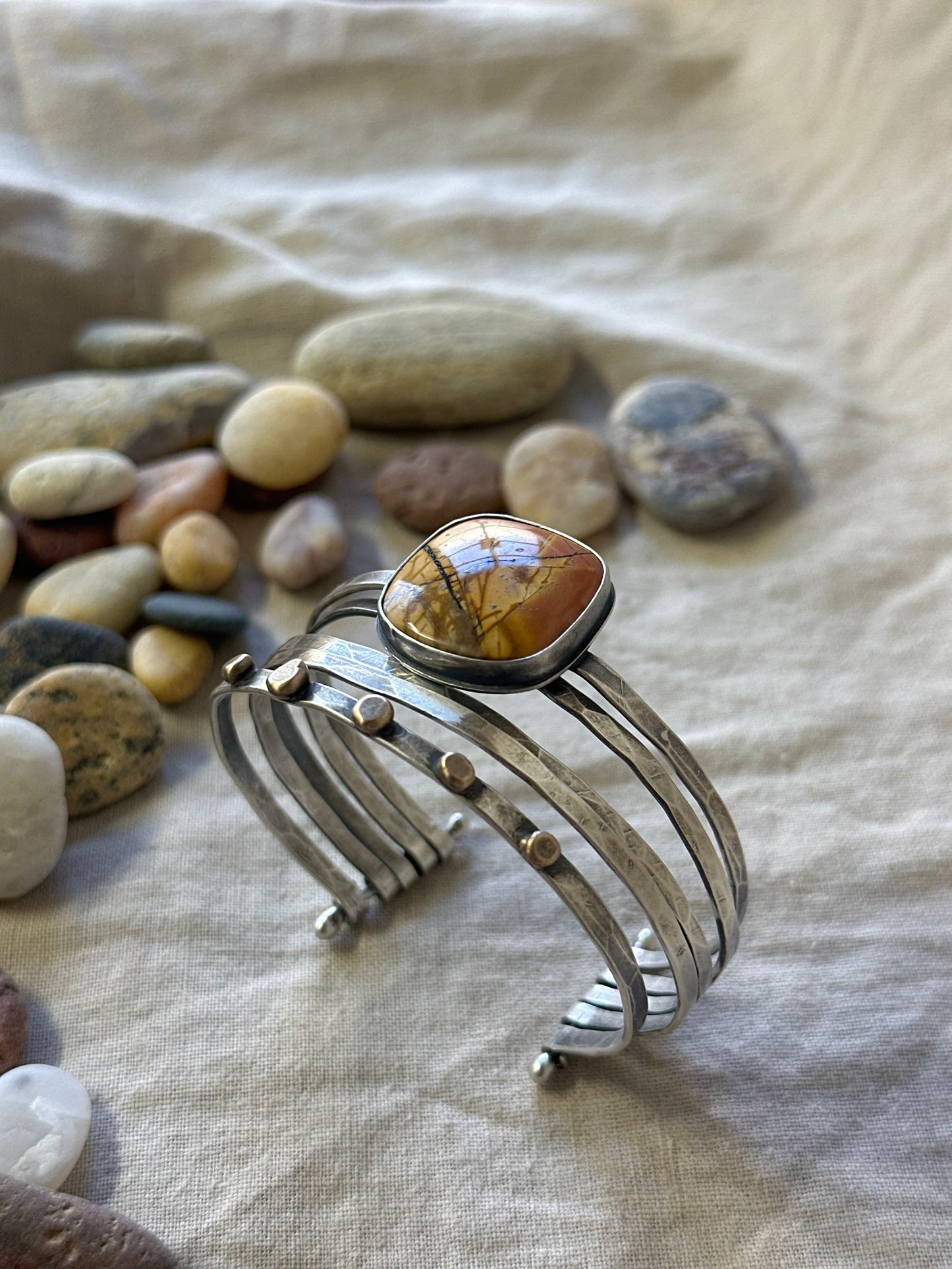 Stacked - Attached Bracelet - Cherry Creek Jasper - Cuff with Movement - ready to ship