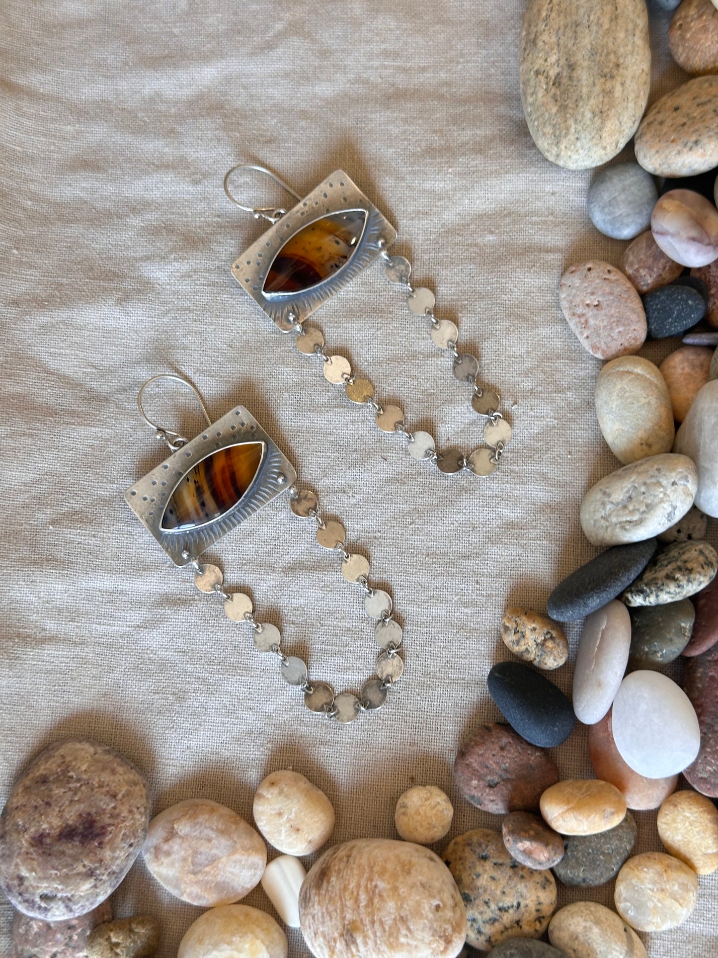 Montana Agate statement earrings - sterling silver