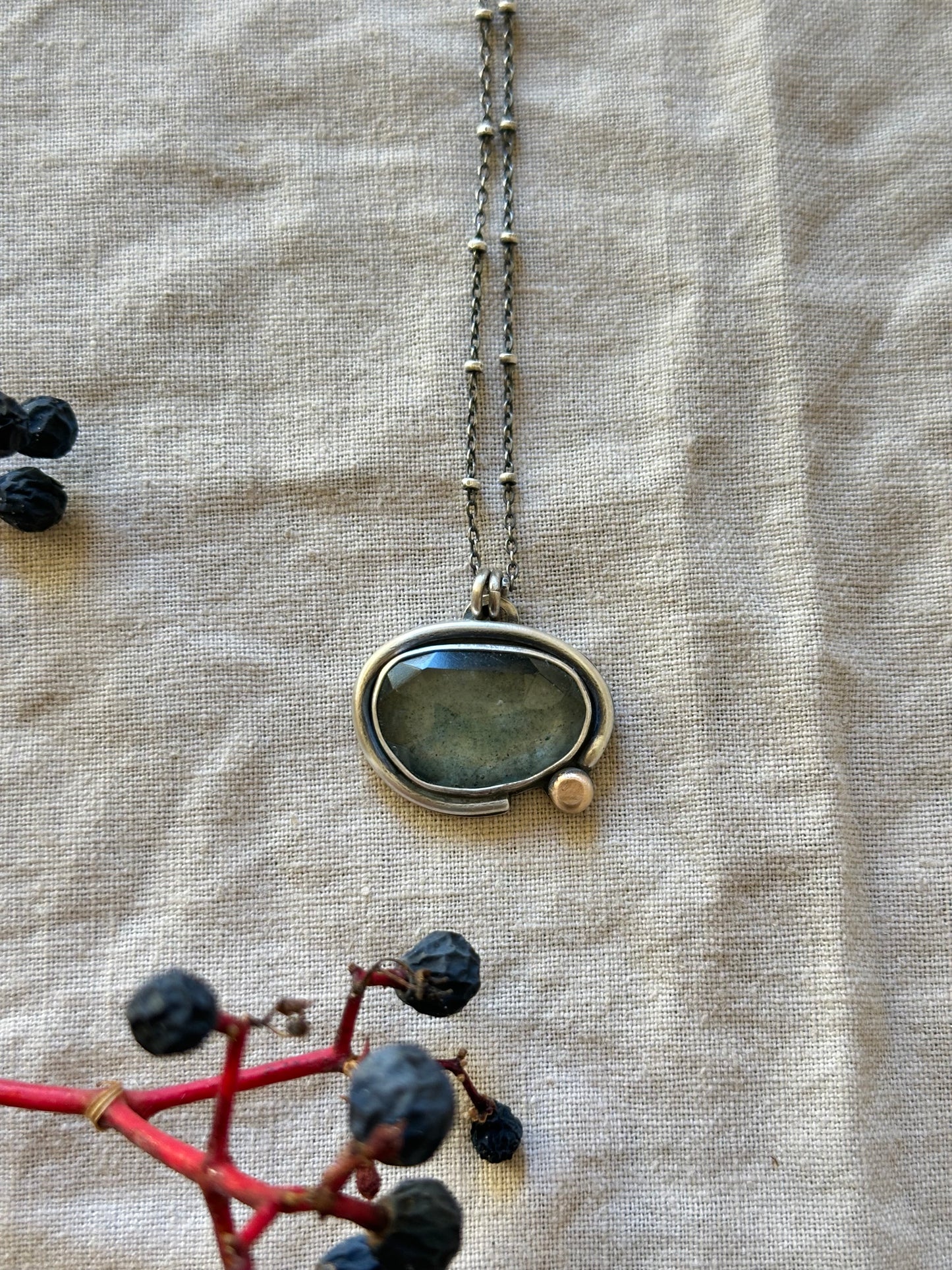 Moss Aquamarine & Sterling Silver ~ Necklace