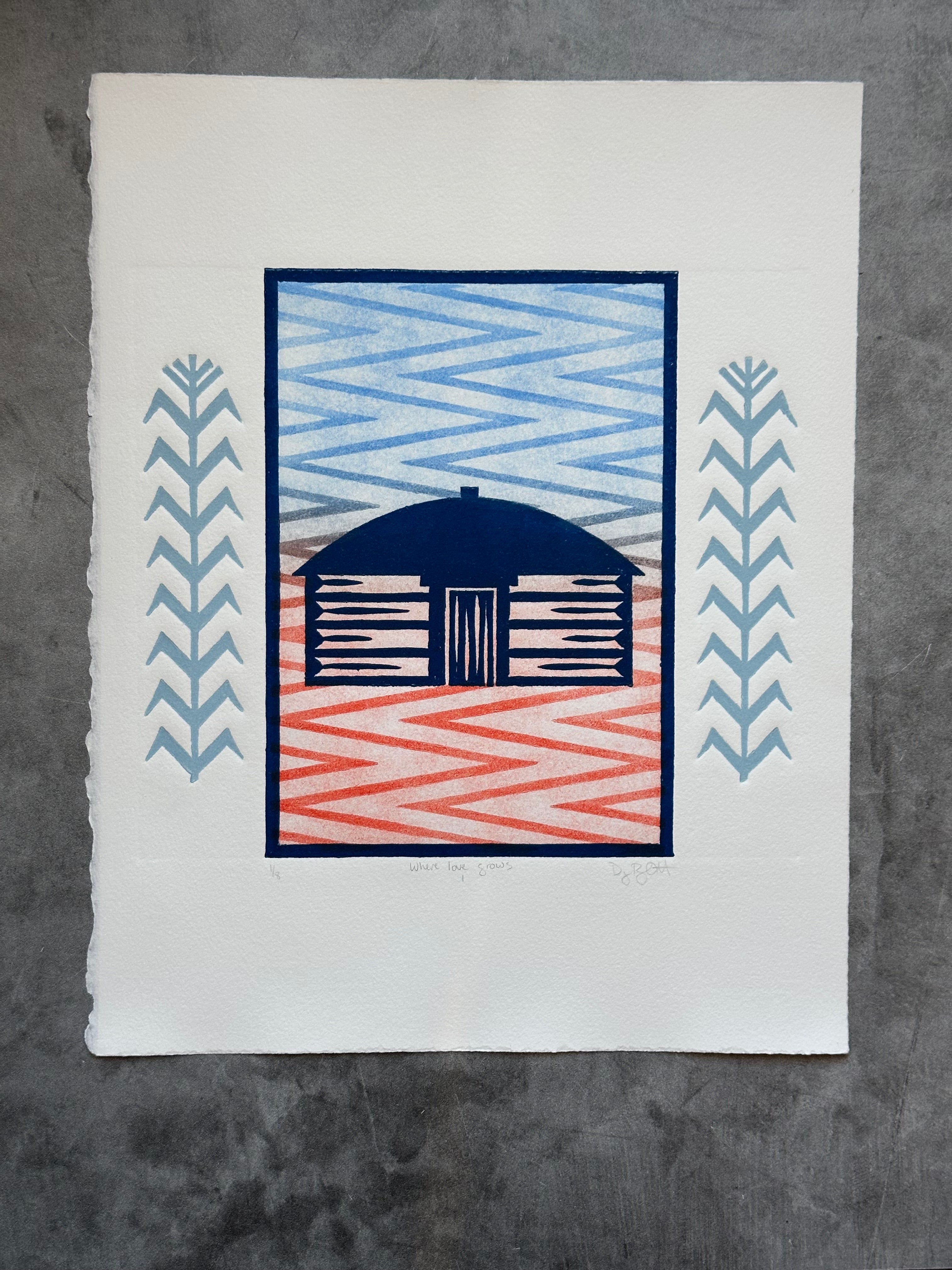 Where Love Grows I - Relief Print 11”x14”