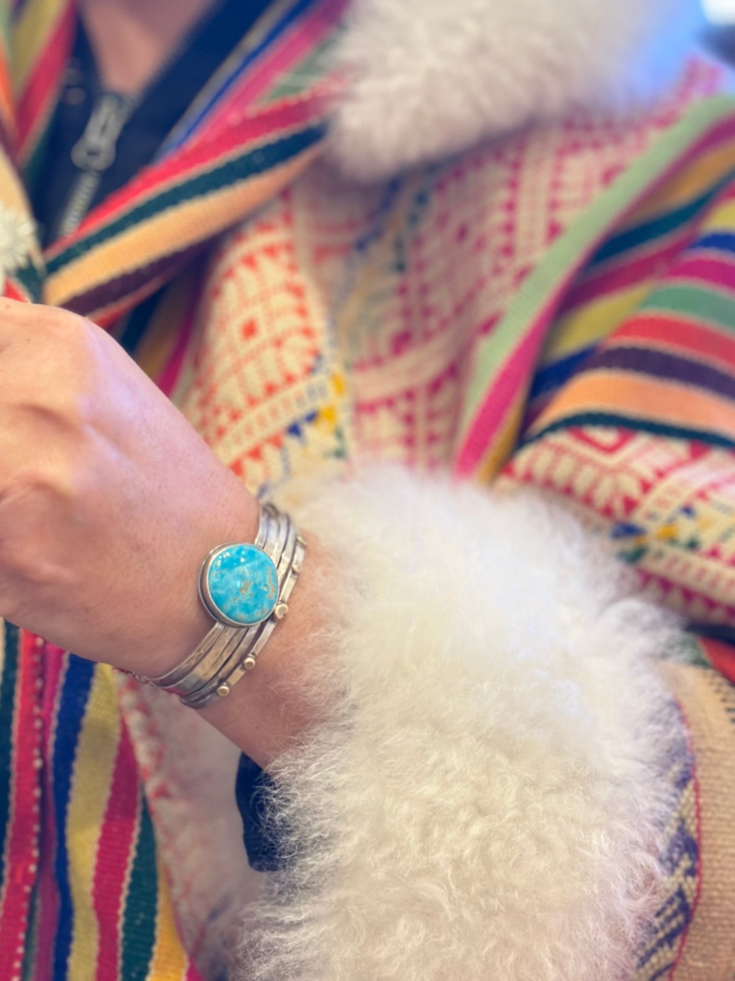 Stacked - Attached Bracelet - Kingman Turquoise ~ Cuff with Movement