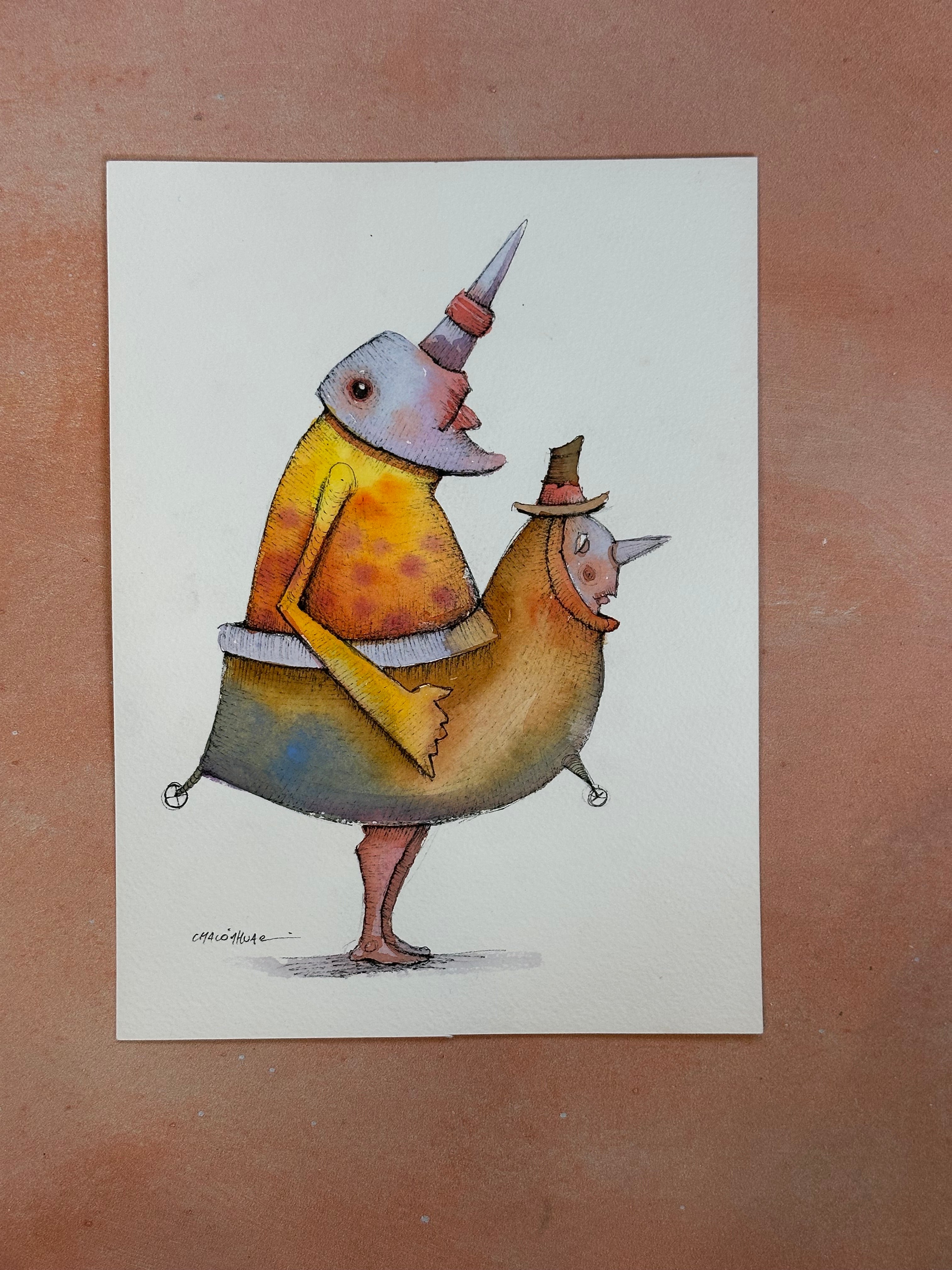 10x12 framed ~ Migrantes - Original illustrations