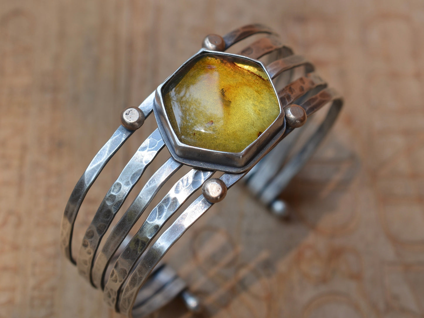 Mexican Amber Stacked Cuff Bracelet