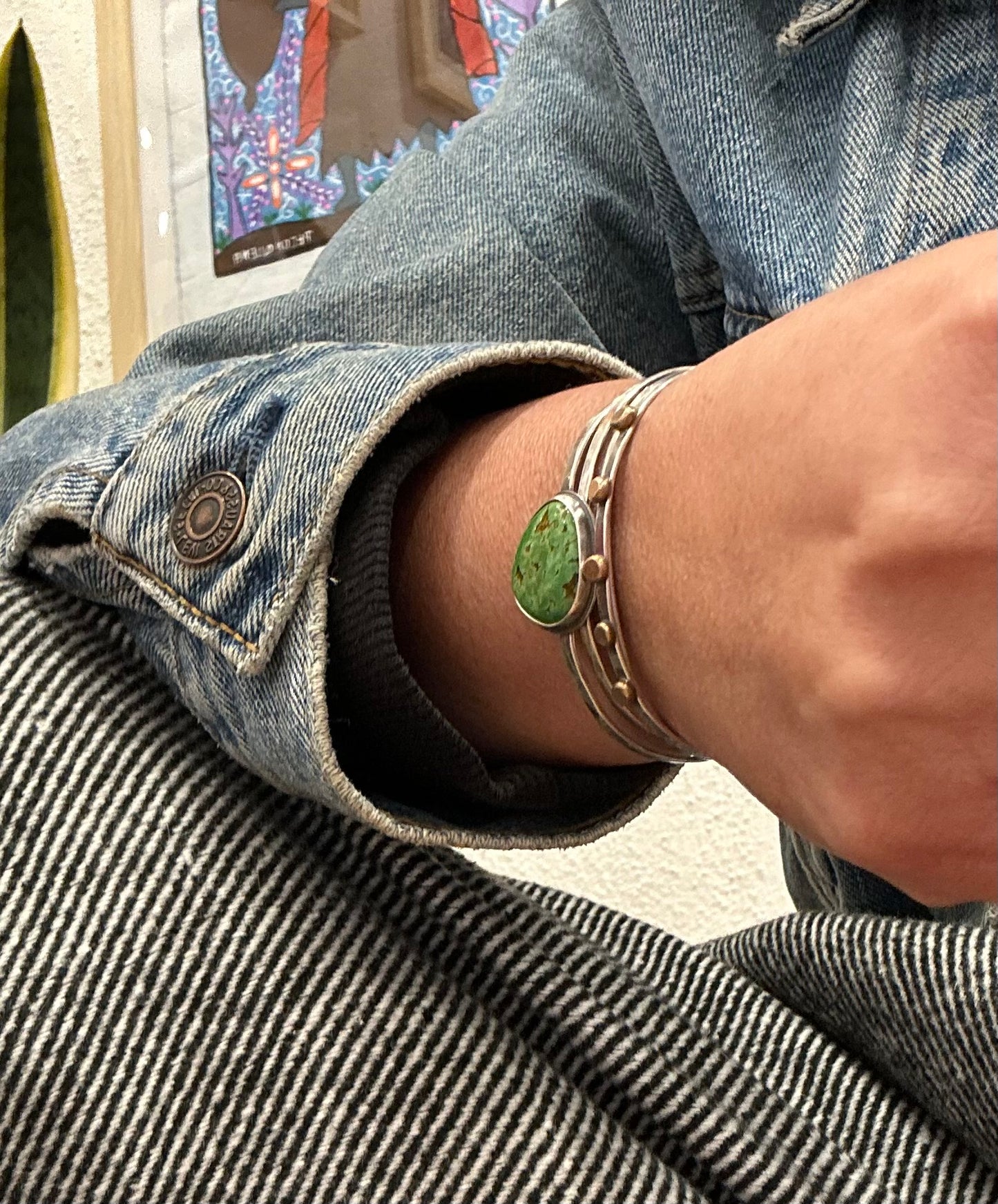 Stacked - Attached Bracelet - Sonoran Mountain Turquoise - Cuff with Movement - ready to ship