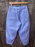 High Waisted Barrel Pants - Light Blue Denim and pink thread