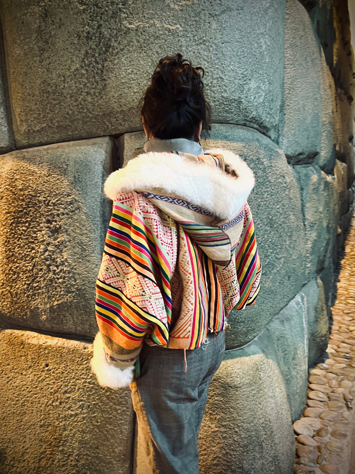 Upcycled Bomber Jacket  - Bat Sleeves - Alpaca wool