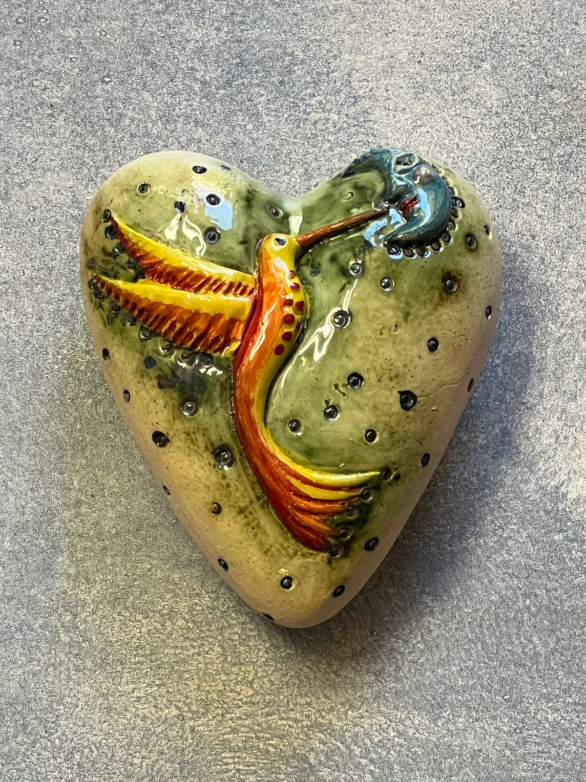 Ceramic Heart with Hummingbird Wall Art - Limited Edition