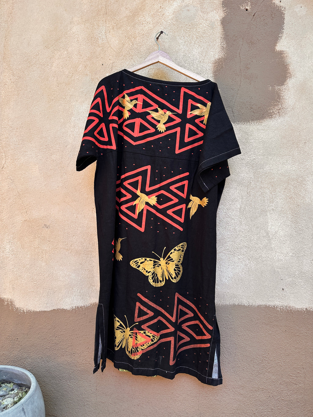 Screenprinted Tunic dress ~ Large ~ linen