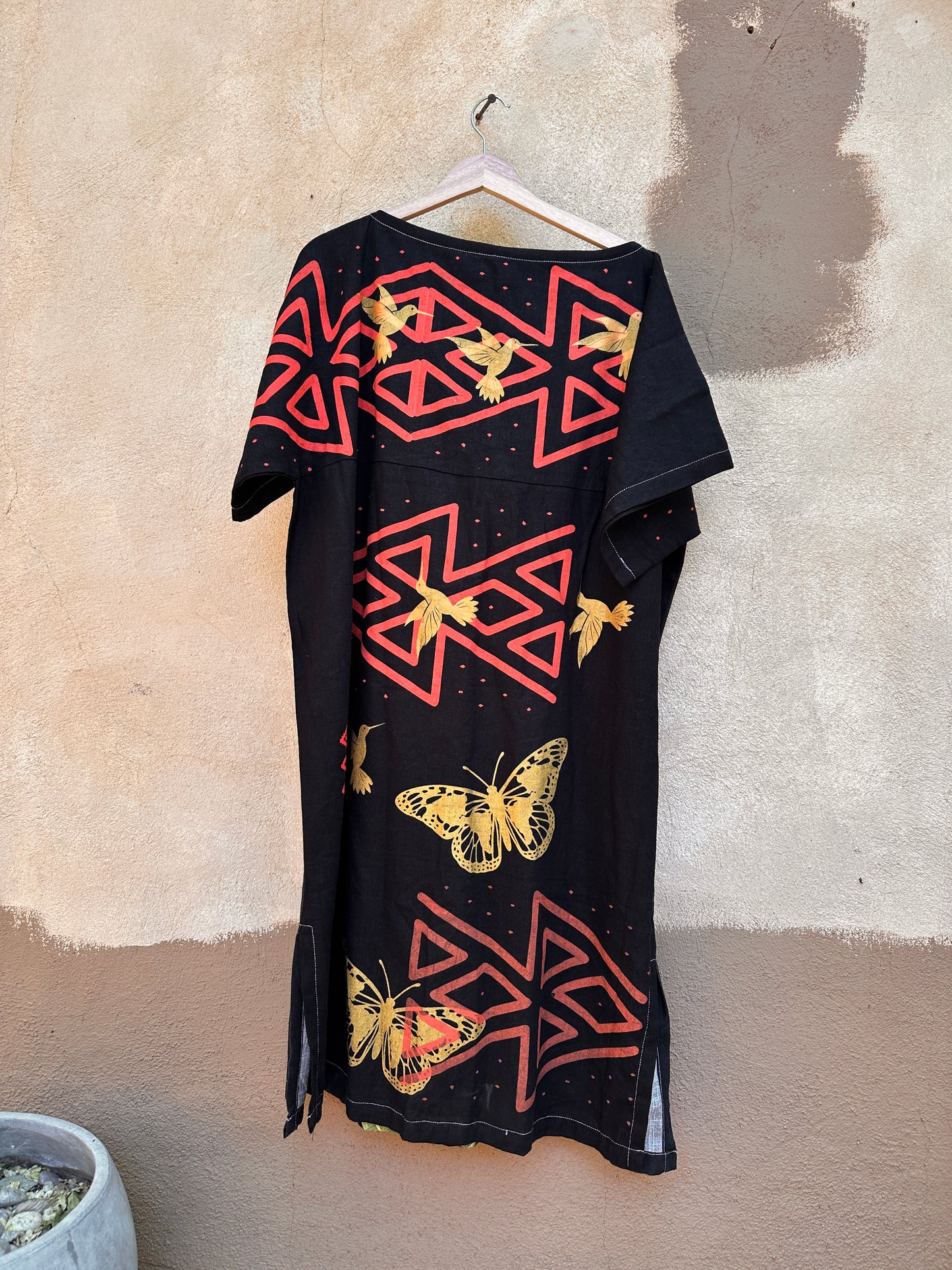 Screenprinted Tunic dress ~ Large ~ linen