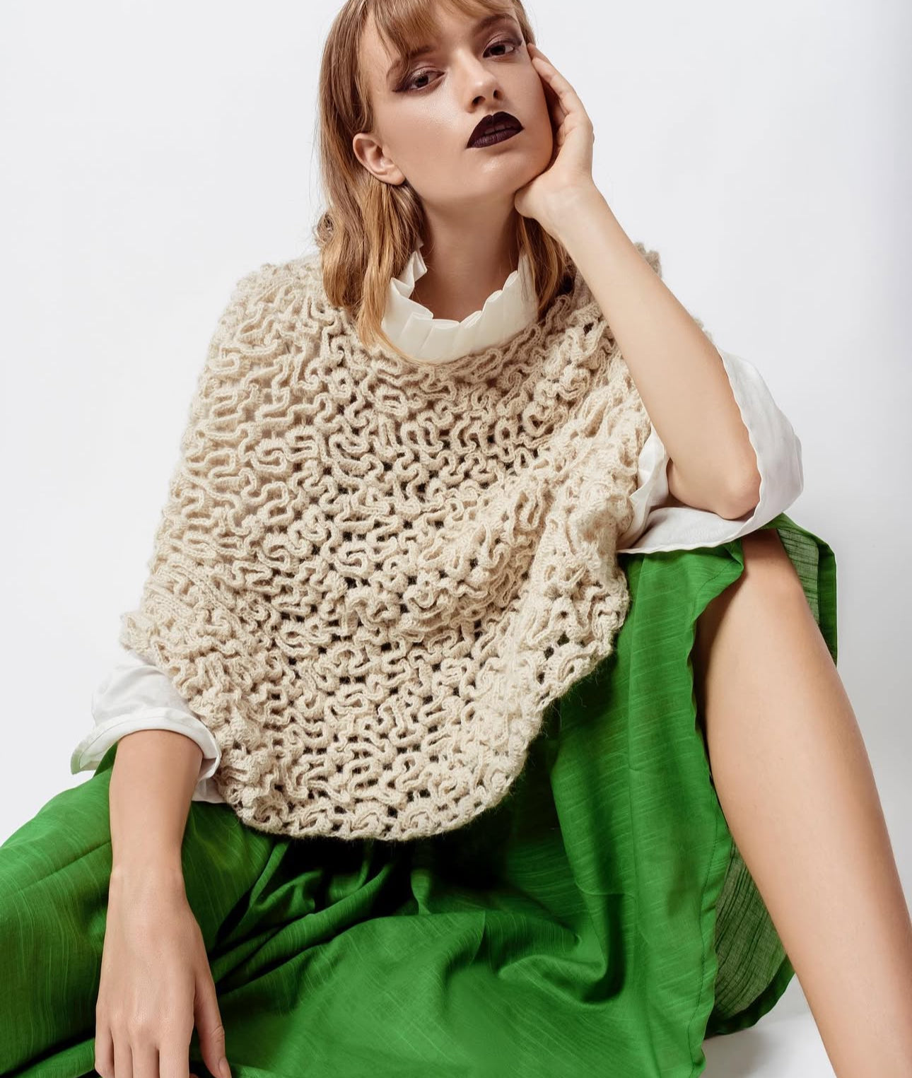 Poncho 100% Baby Alpaca - Natural Color