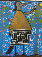 La Dueña de Pajaro Picaflor ~ painting on canvas 9.5” x 10.5”