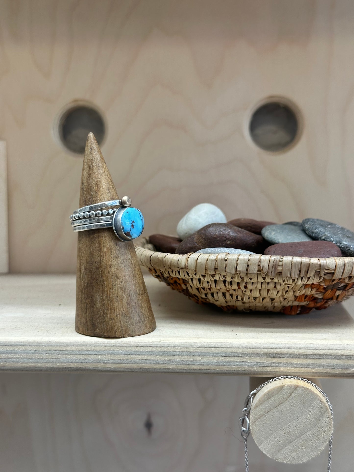 4-piece Golden Hills Turquoise and Sterling Silver • stackable ring set • set fits size 6.5