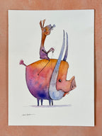10x12 framed ~ Migrantes - Original illustrations
