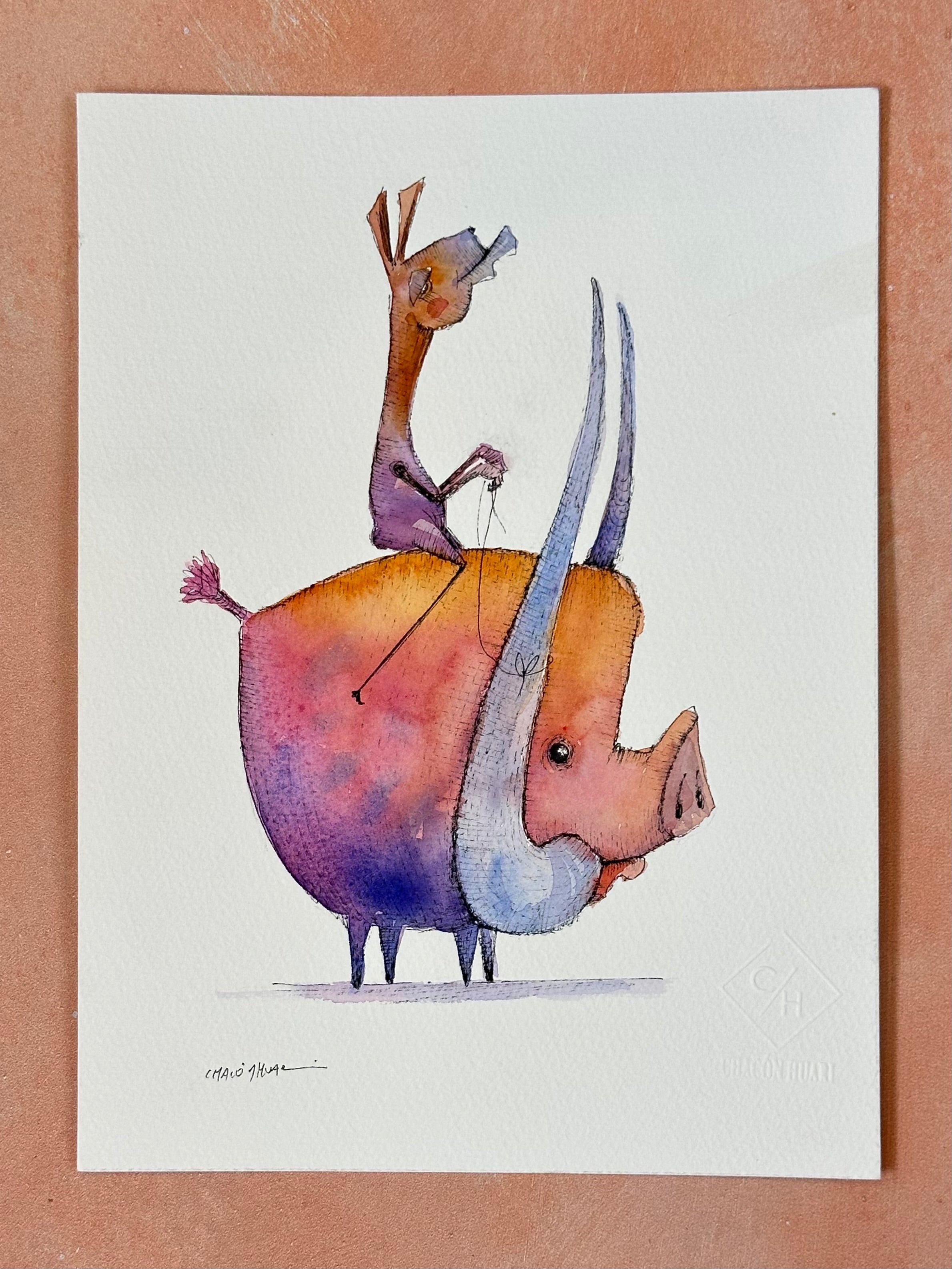 10x12 framed ~ Migrantes - Original illustrations