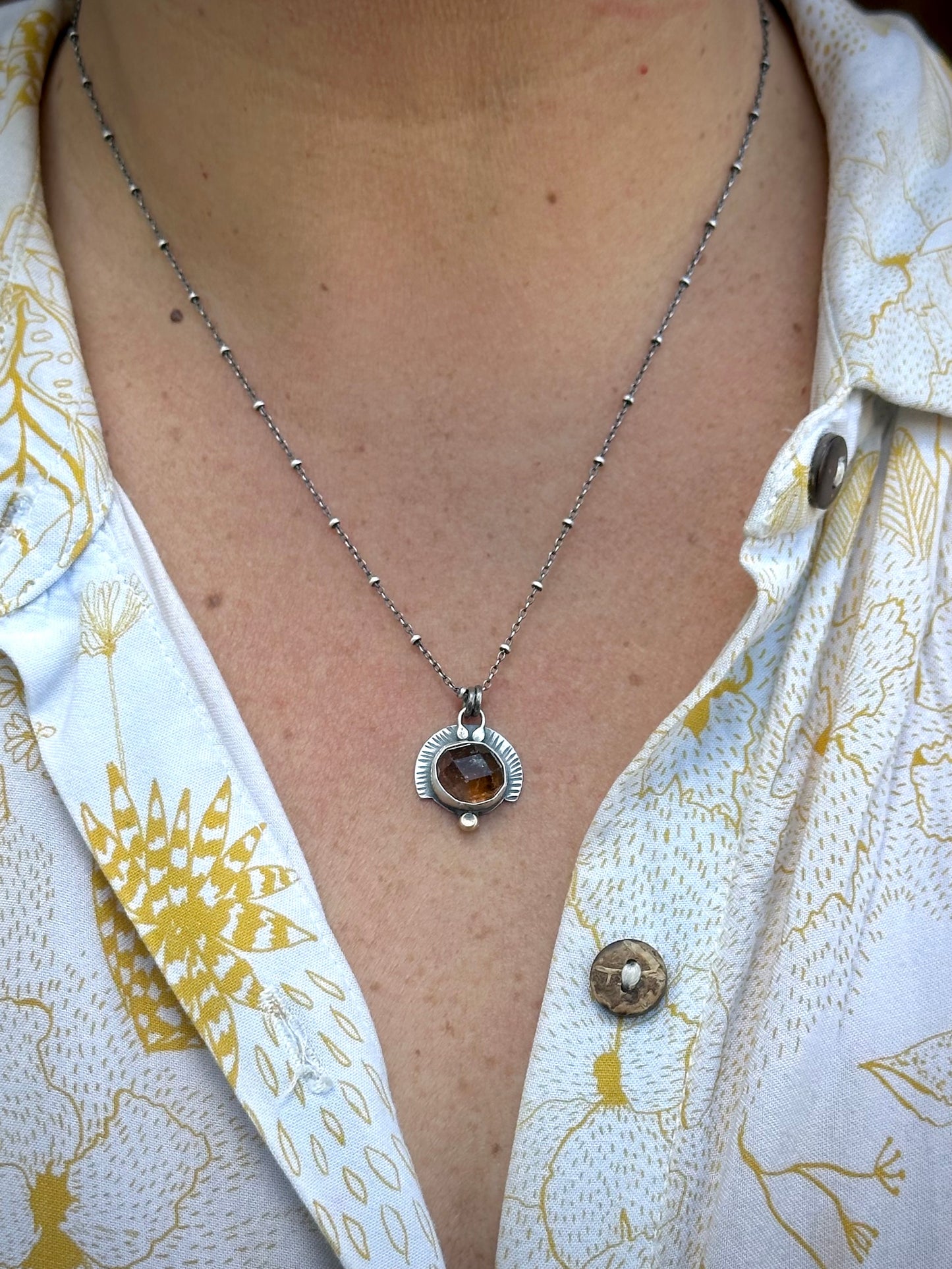 Peach Tourmaline & Sterling Silver ~ Necklace