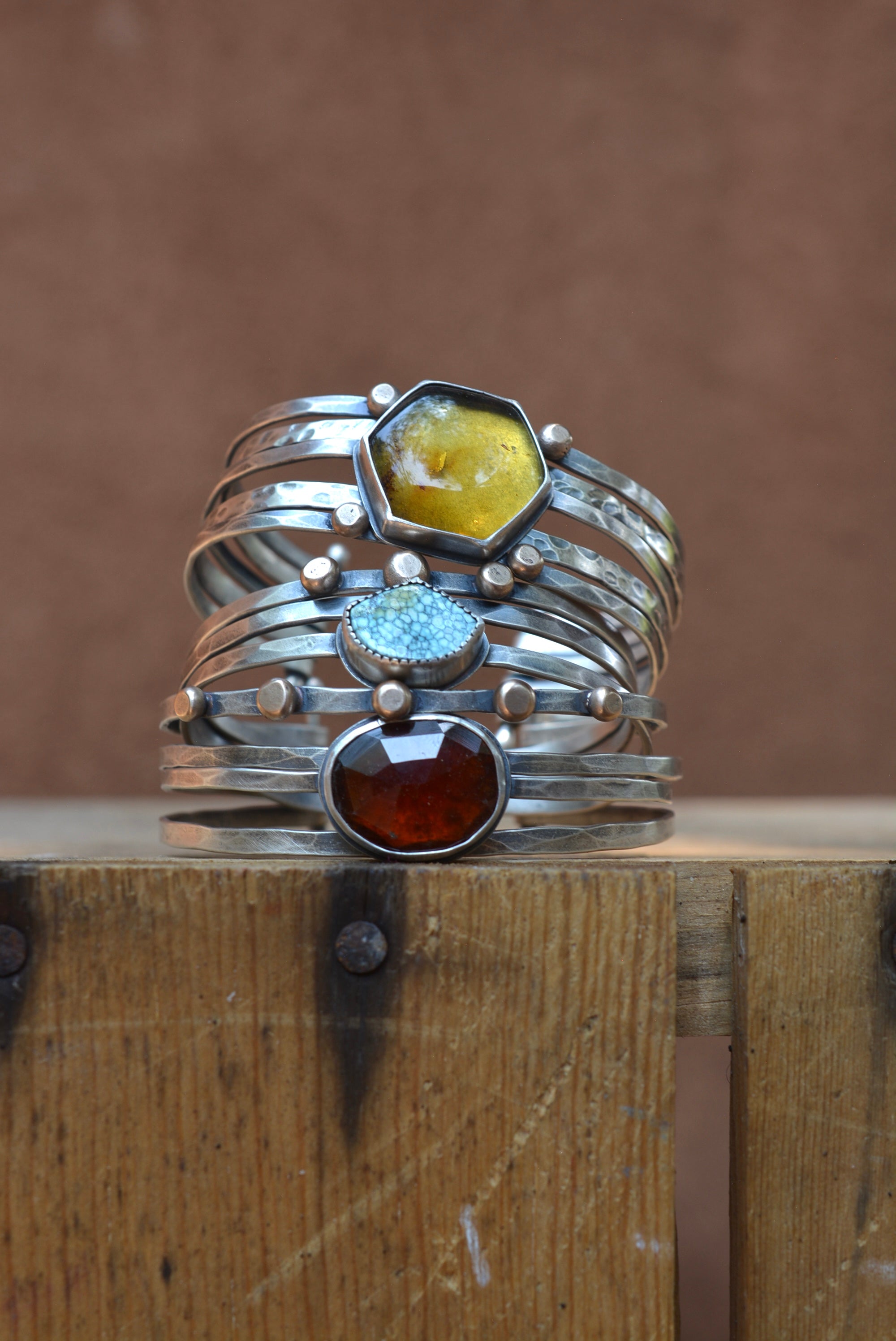 Mexican Amber Stacked Cuff Bracelet