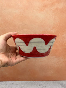 Red & white Cereal Bowl - Porcelain