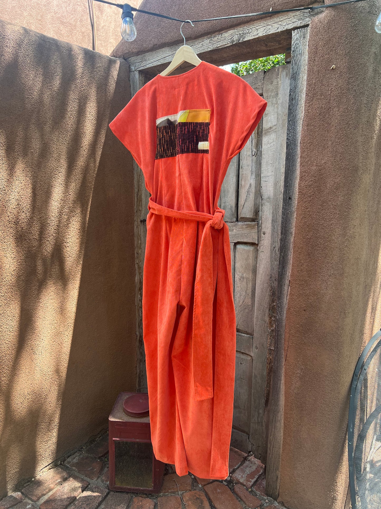 Orange short sleeve- wrapped Jumpsuit