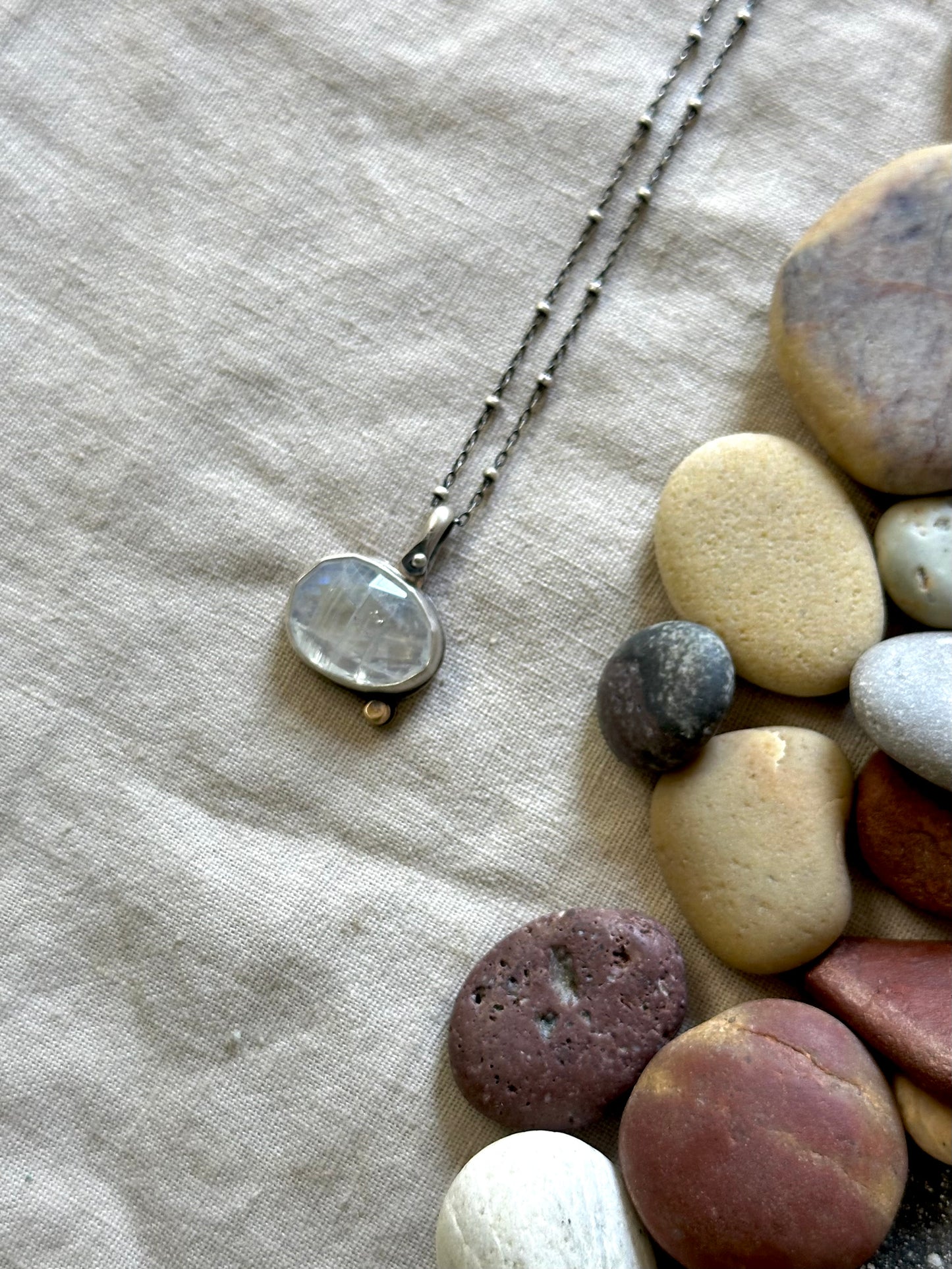 Rainbow Moonstone & Sterling Silver ~ Necklace