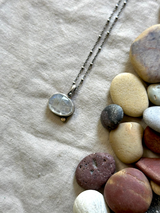 Rainbow Moonstone & Sterling Silver ~ Necklace
