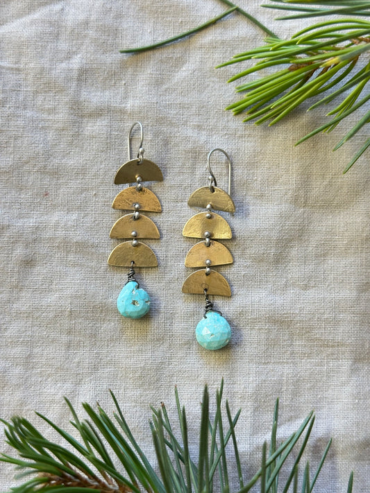 Candelaria Turquoise Connected Lunar earrings - Sterling Silver