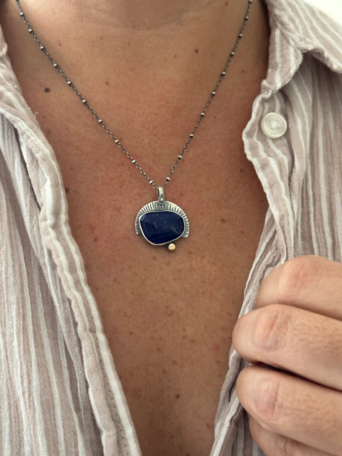 Lapis Lazuli & Sterling Silver ~ Sunset Necklace