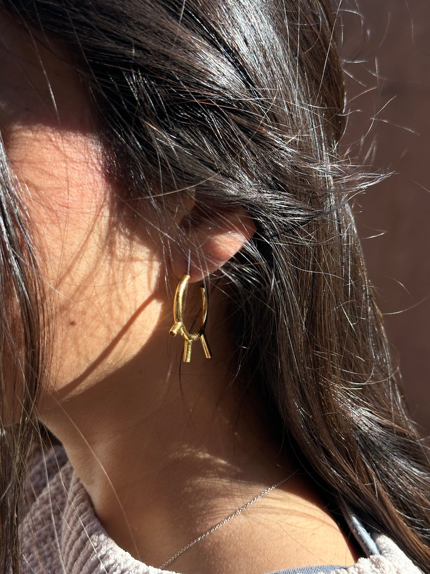 Hoops 3 Peaks ~ 18k Gold Vermeil