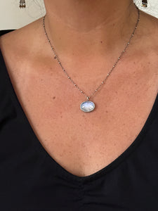 Rainbow Moonstone & Sterling Silver Necklace