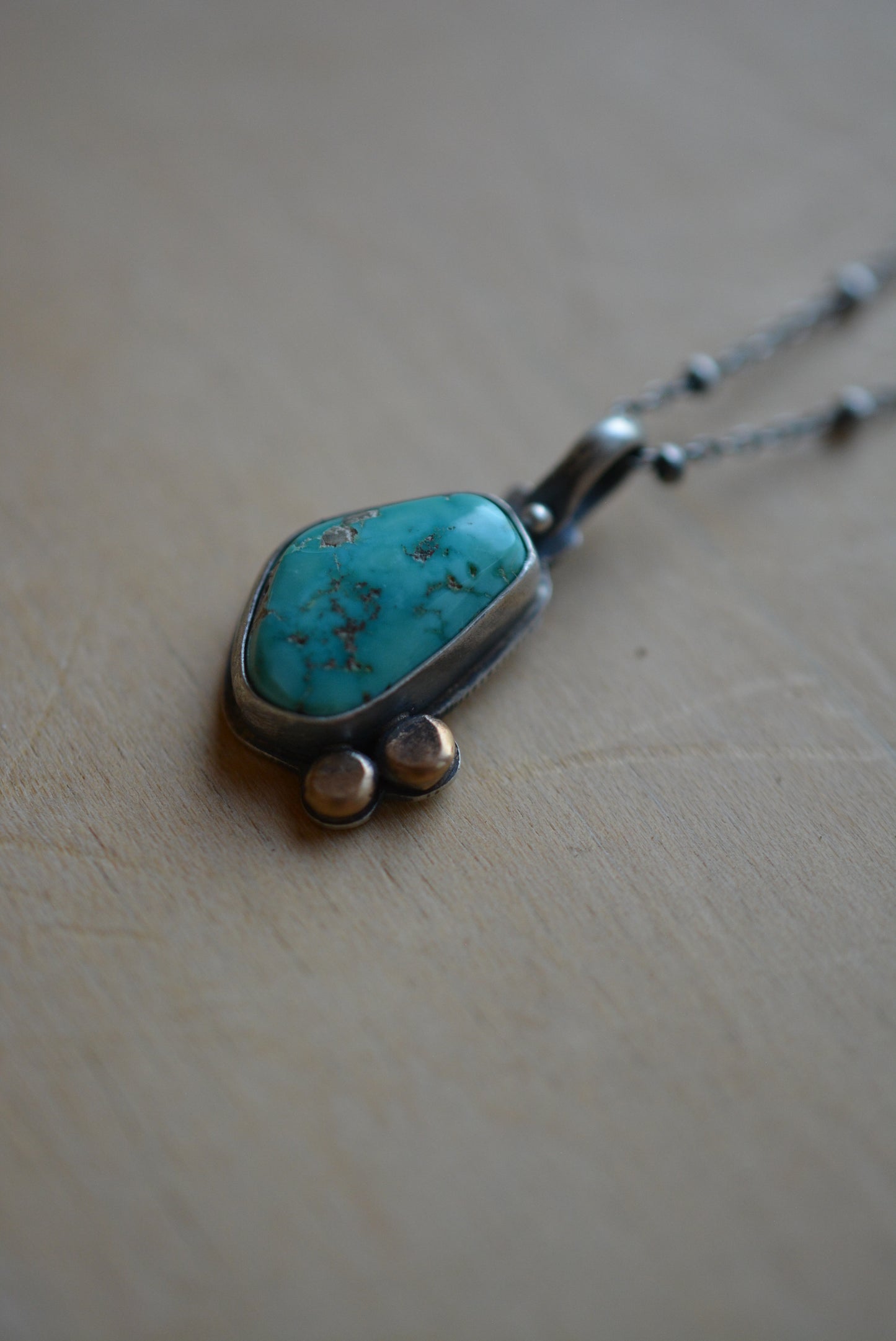Carico Lake Turquoise ~ Necklace ~ Sterling Silver & bronze