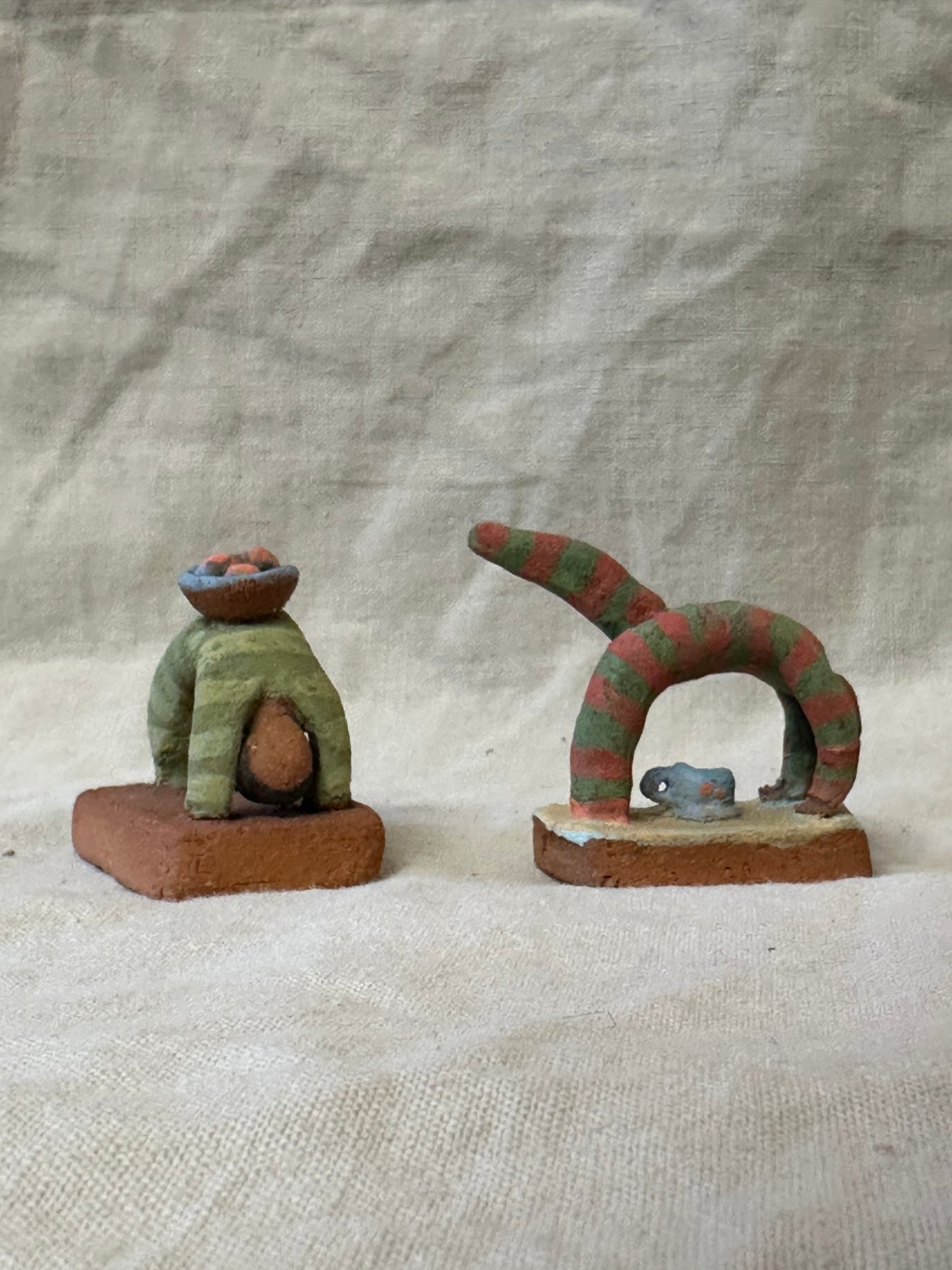 Backbending in pijamas - miniature clay sculpture