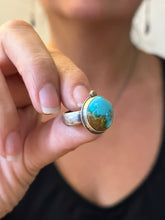 Load image into Gallery viewer, Royston Turquoise ~ sterling silver ring &amp; 22k gold - Size 6.25

