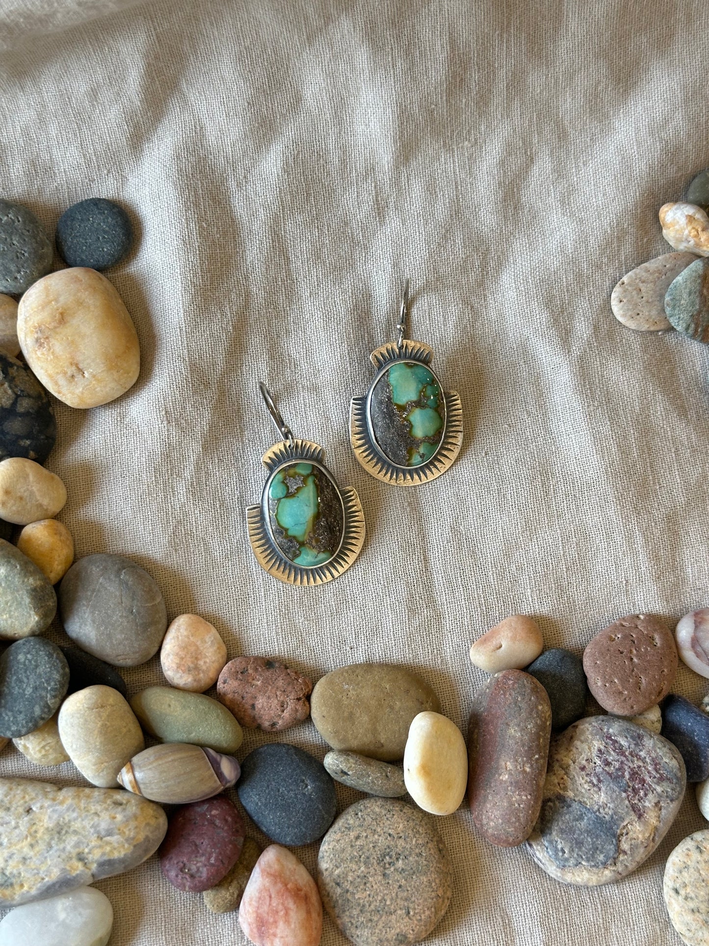 Hubei Turquoise Shield Earrings - sterling silver