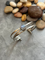 Rainbow Moonstone Stacked Cuff Bracelet