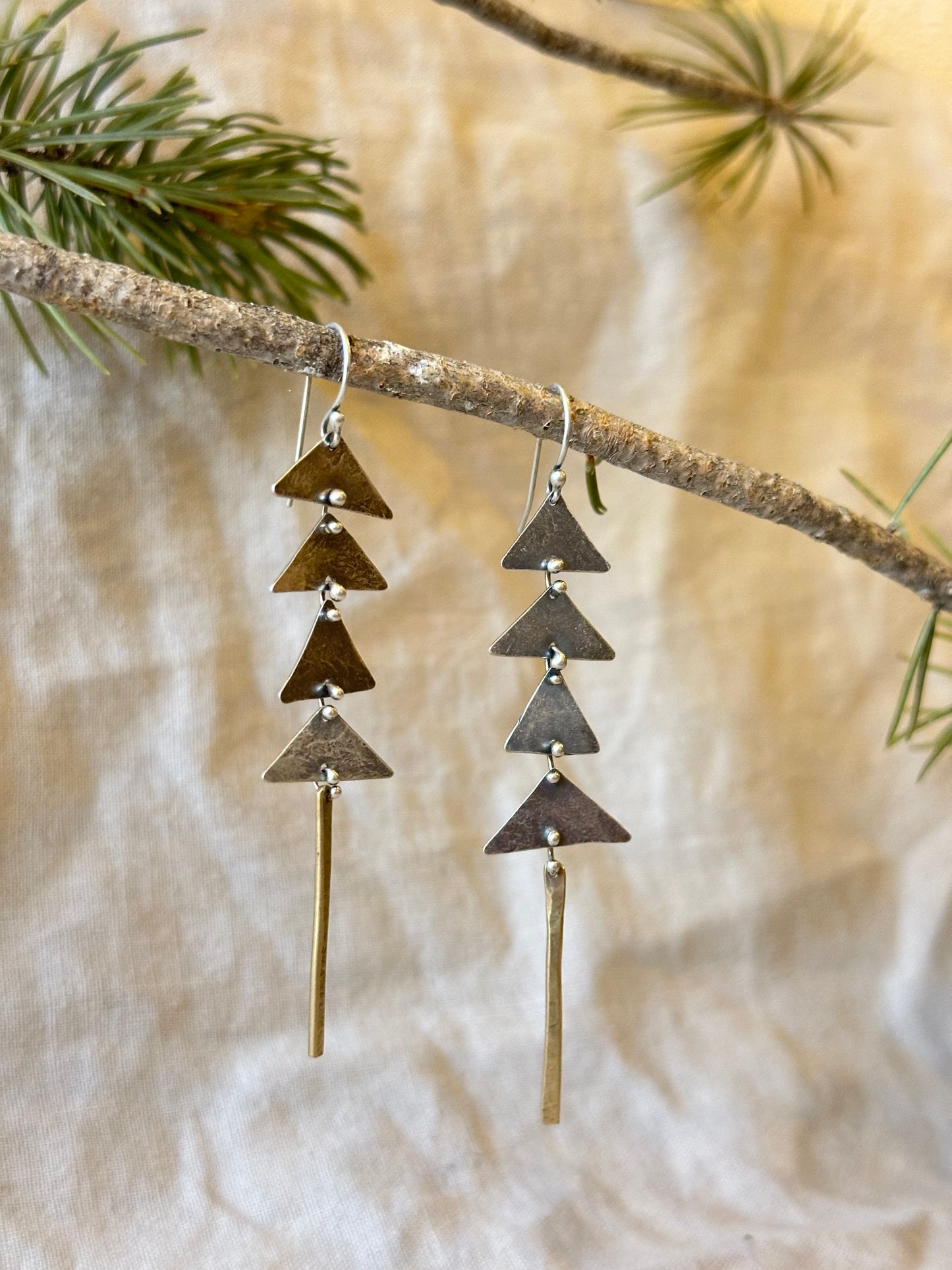 Pine Tree Connected earrings - Sterling Silver