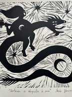 Cantando se Ahuyenta la Pena - Lino Print 15.5” Square