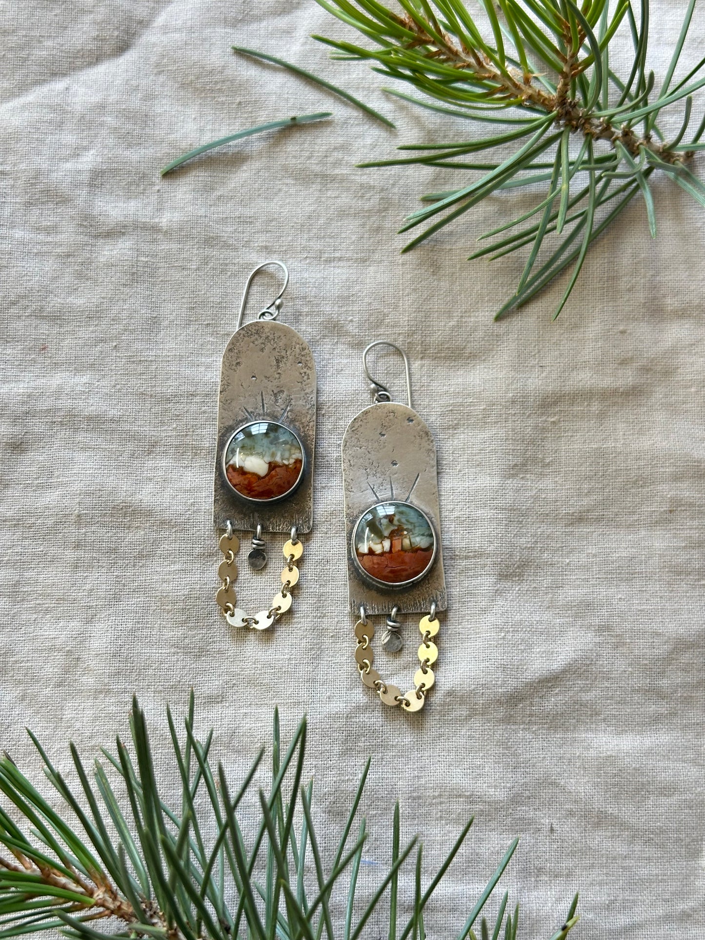 Brecciated Polychrome Jasper   earrings - sterling silver and gold filled